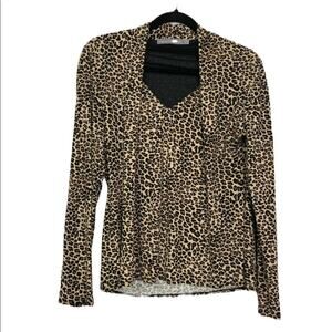 Anthea Crawford Australia Leopard Layered Top Womens XL Animal Print Blouse